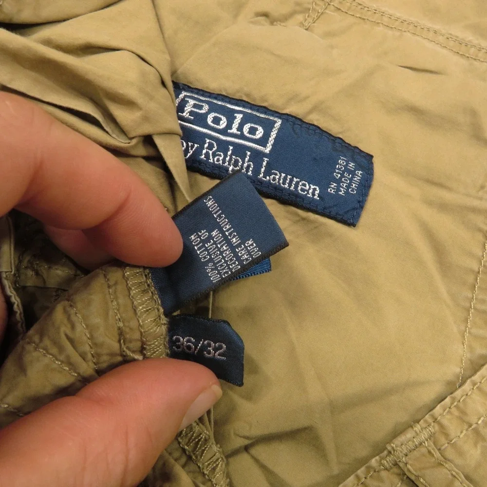 VTG Polo Ralph Lauren Pants Mens 36x32 Lightweight Paratrooper Utility Cargo Tan